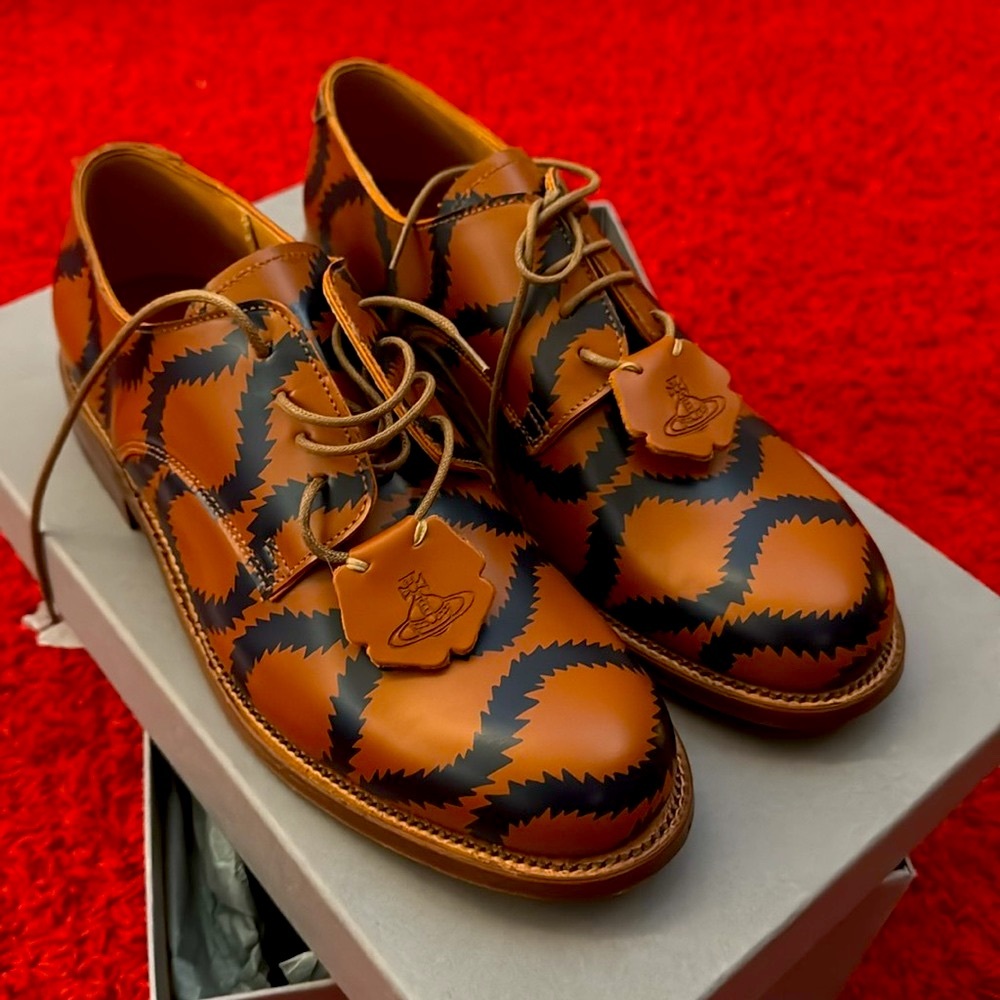 Vivienne Westwood NWT LACE UP DERBI SHOES BROWN/blue UK 5 - SQUIGGLE !!